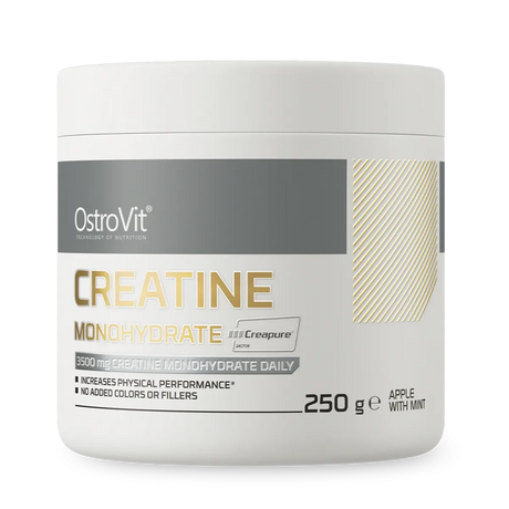 OstroVit Creatina Creapure 250 g Apple with Mint – Creatina Alemana Certificada de la Más Alta Pureza