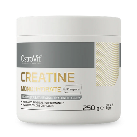 OstroVit Creatina Creapure 250 g Cola and Rum – Creatina Alemana Certificada de la Más Alta Pureza