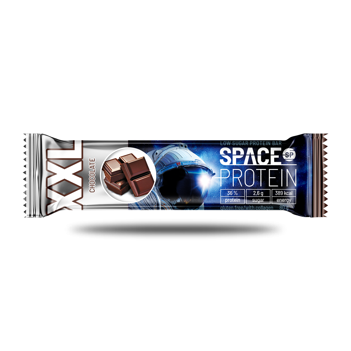 Space Protein Barra de Proteína XXL Chocolate 80 g – Plant-Based, Bajo en Carbohidratos