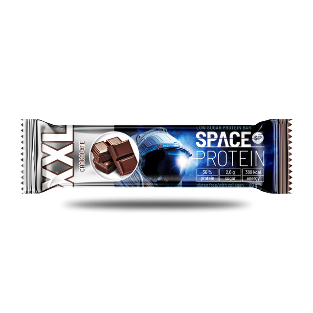 Space Protein Barra de Proteína XXL Chocolate 80 g – Plant-Based, Bajo en Carbohidratos