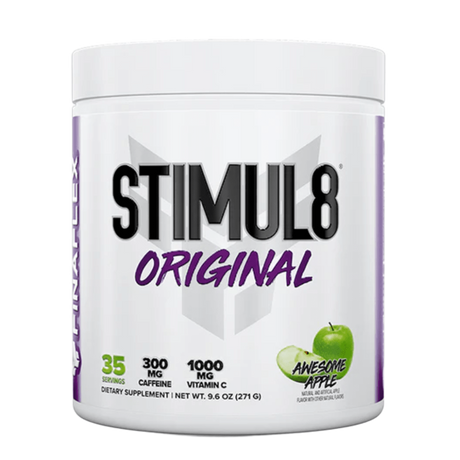 envase de pre netreno stimul8 sabor manzana 