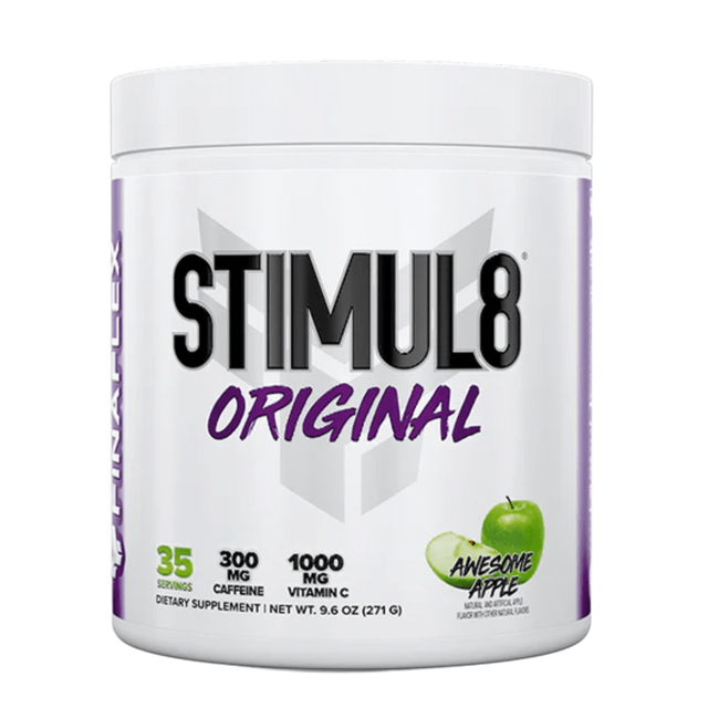 envase de pre netreno stimul8 sabor manzana 