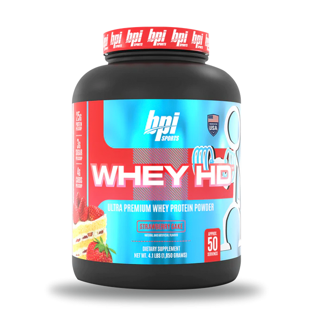 BPI Sports Whey HD 4.1 lb Strawberry Cake – Proteína de Suero para Músculo Definido y Recuperación Rápida