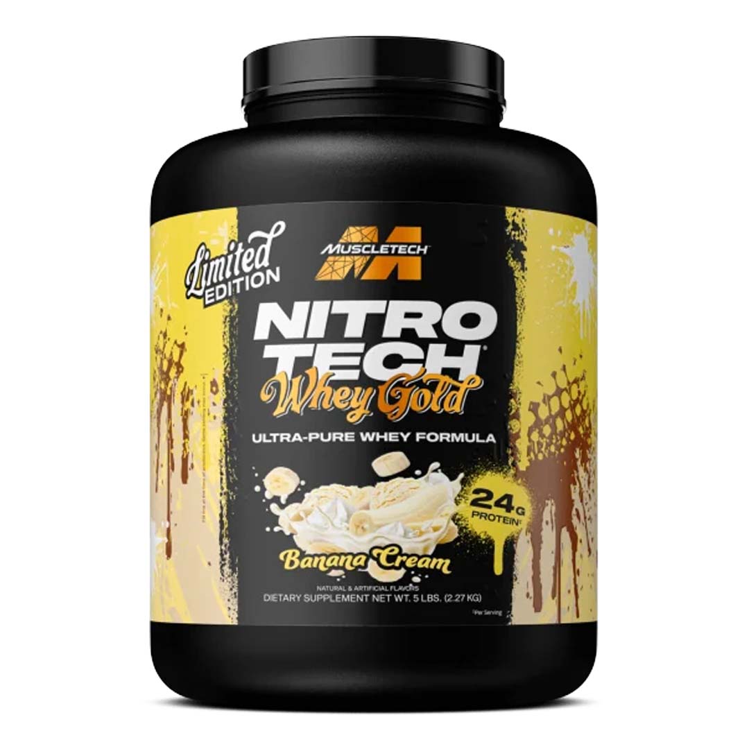 Muscletech Nitro Tech Whey Gold 5 Lb Banana Cream | Proteína Ultra-Pura Baja en Azúcar | 24g de Proteína por Porción