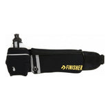 Banano de running Finisher negro con botella de 290 ml incorporada, cierre YKK y detalles reflectantes - vista frontal