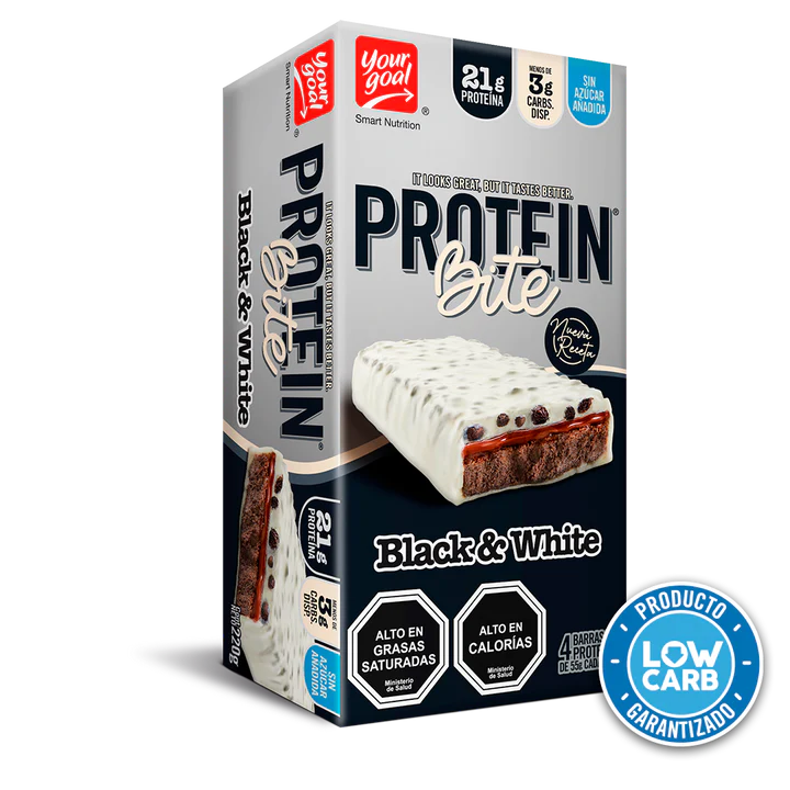 Caja de 4 unidades de Barra Bite Black & White. Barras de proteína de alto contenido para energía