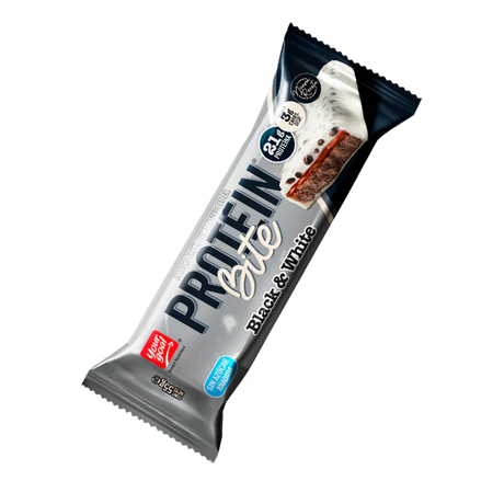 Barra Bite Black & White individual. Snack de proteína con combinación de chocolate negro y blanco