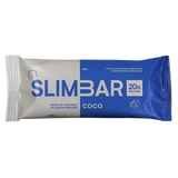 Barra de Proteína SlimBar sabor Coco (Unidad). Con 21g de proteína, 0% azúcar añadida, 7g de colágeno y 212 kcal