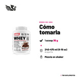 Basic Whey Protein — cómo tomarla, modo de uso: 1 scoop (35 g) en 240-475 ml (8-16 oz) de agua fría, 1 porción al día o según tu requerimiento de proteína. Agita o licúa hasta disolver. 100% original, envío a todo Chile.