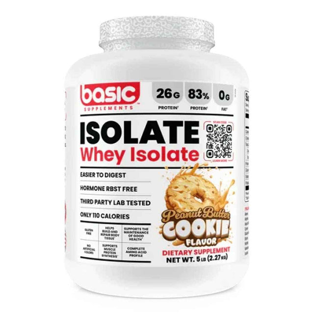 Basic Supplements Whey Protein Isolate 5 Lb Peanut Butter Cookie | Proteína Aislada 26g por Porción