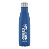Botella de acero inoxidable Applied Nutrition 500 ml azul con tapa plateada a rosca — logo Applied Nutrition