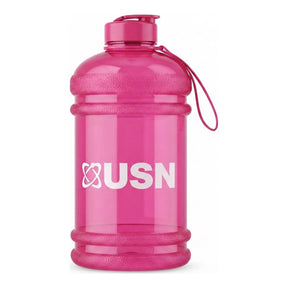 Botellón de agua USN 2,2 litros color rosado - libre de BPA, con tapa a rosca, pico abatible y correa de mano - vista frontal