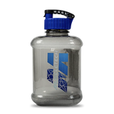 botellón de 1.8 litros e capacidad con logo muscletech de color azul 