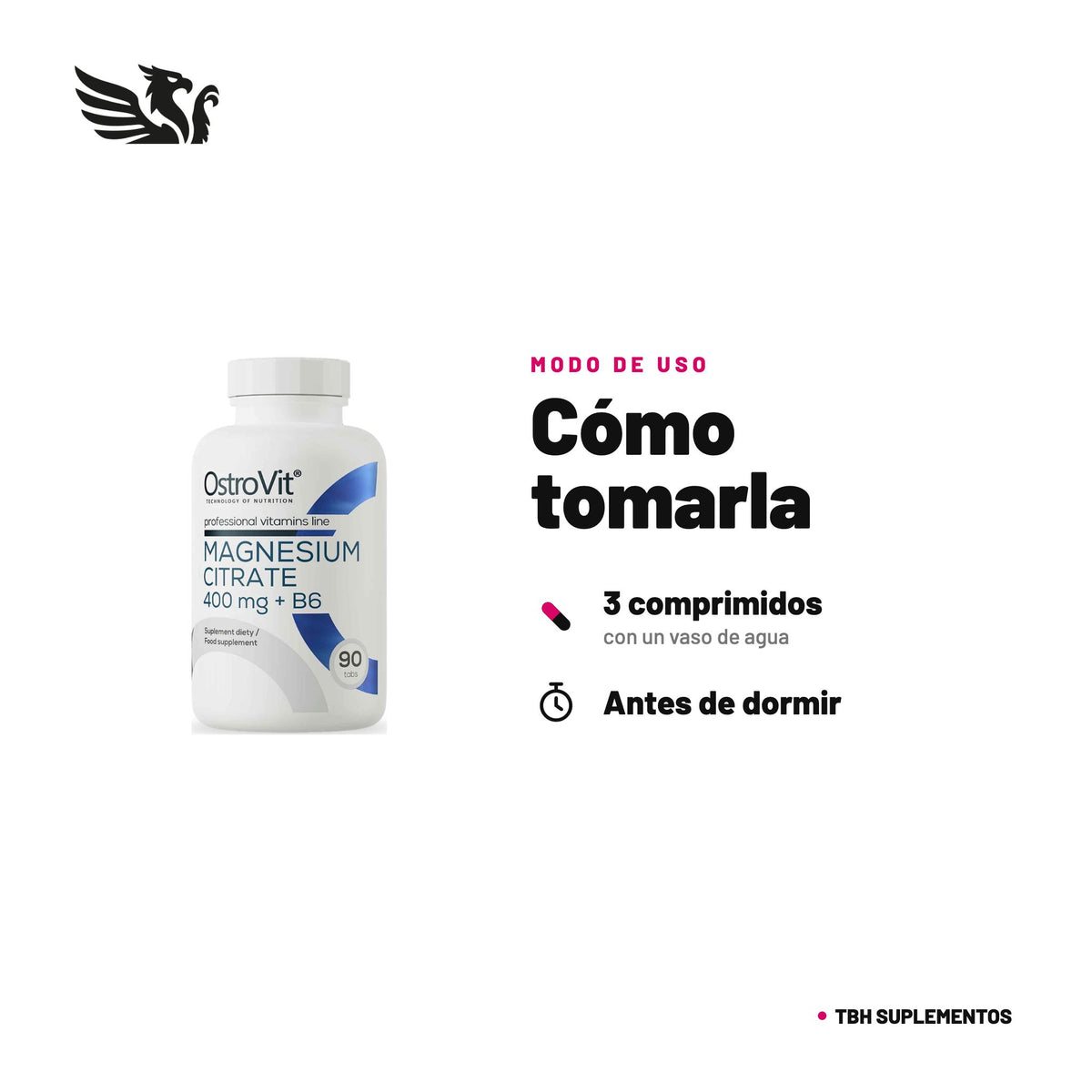 Citrato de Magnesio Ostrovit — cómo tomarla, modo de uso: Toma 1 porción (3 comprimidos) al día, antes de dormir. No superar la dosis diaria recomendada. Producto para adultos. 100% original, envío a todo Chile.