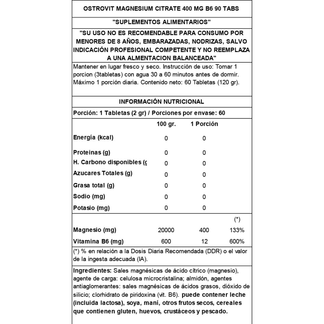 Citrato de Magnesio OstroVit - 90 servicios