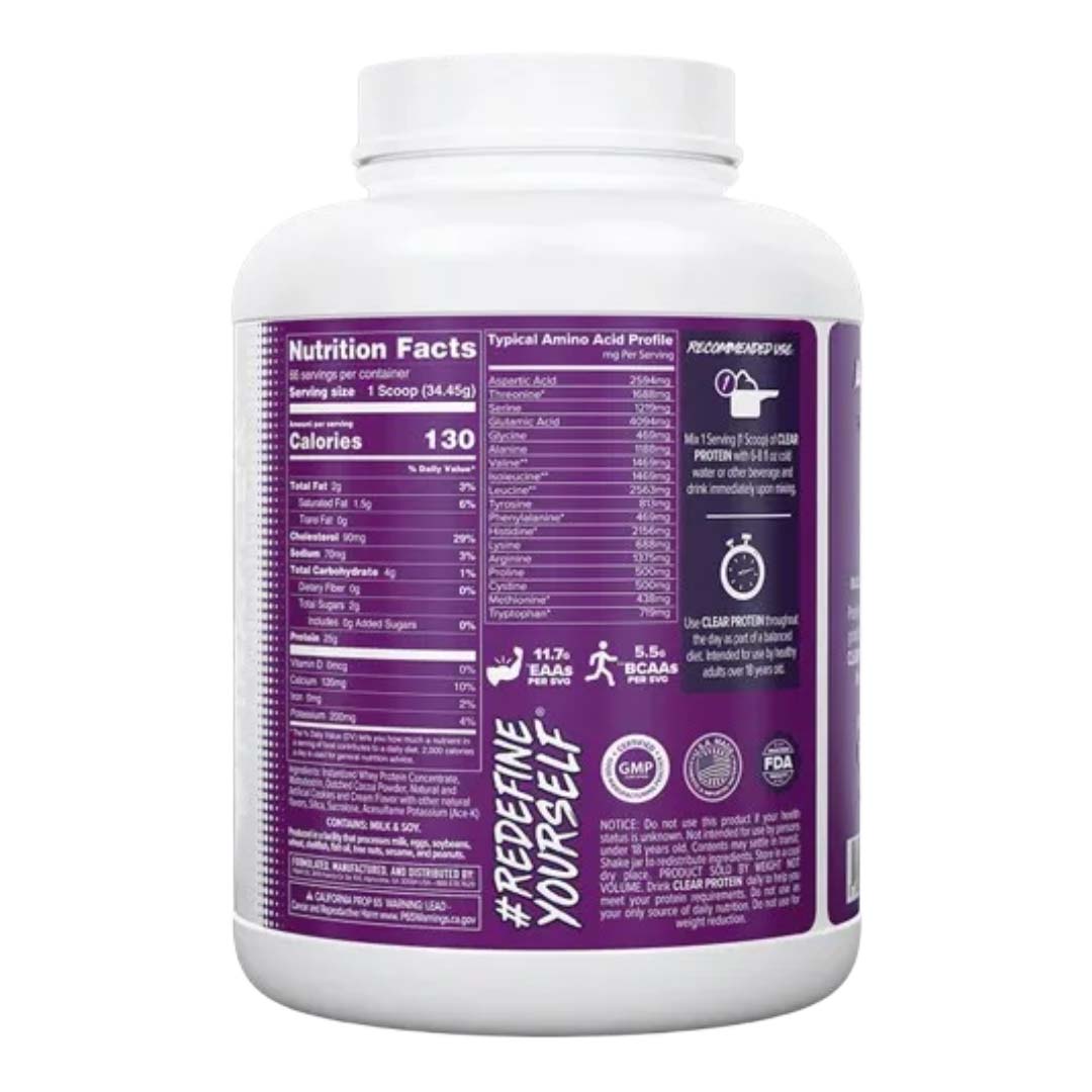 Clear Whey Protein 100% Concentrada 5 LB – 25g de Proteína por Porción, Baja en Carbohidratos y Sin Azúcar Añadida
