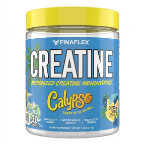 Creatina Finaflex + Calypso sabor Ocean Blue Lemonade - creatina monohidrato micronizada saborizada, 5 g por porción, vegana - vista frontal del envase