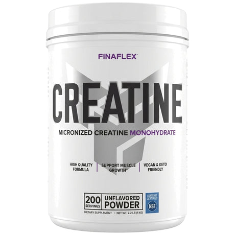 Creatina Monohidratada Finaflex 1 kg micronizada sin sabor - 5 g de creatina por porción - vista frontal del envase
