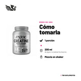 Creatina Monohidratada PBX — cómo tomarla, modo de uso: Mezcla 1 porción (1 medida dosificadora, 5 g) en 200 ml de agua o tu bebida fría favorita y bébela dentro de los 15 minutos. Consume 1 porción al día, todos los días. 100% original, envío a todo Chile.