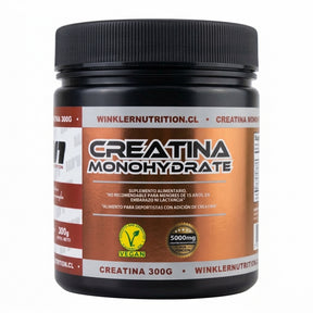 Creatina Monohidratada Winkler 300 g - creatina monohidrato micronizada, 5 g por porción, vegana - vista frontal del envase