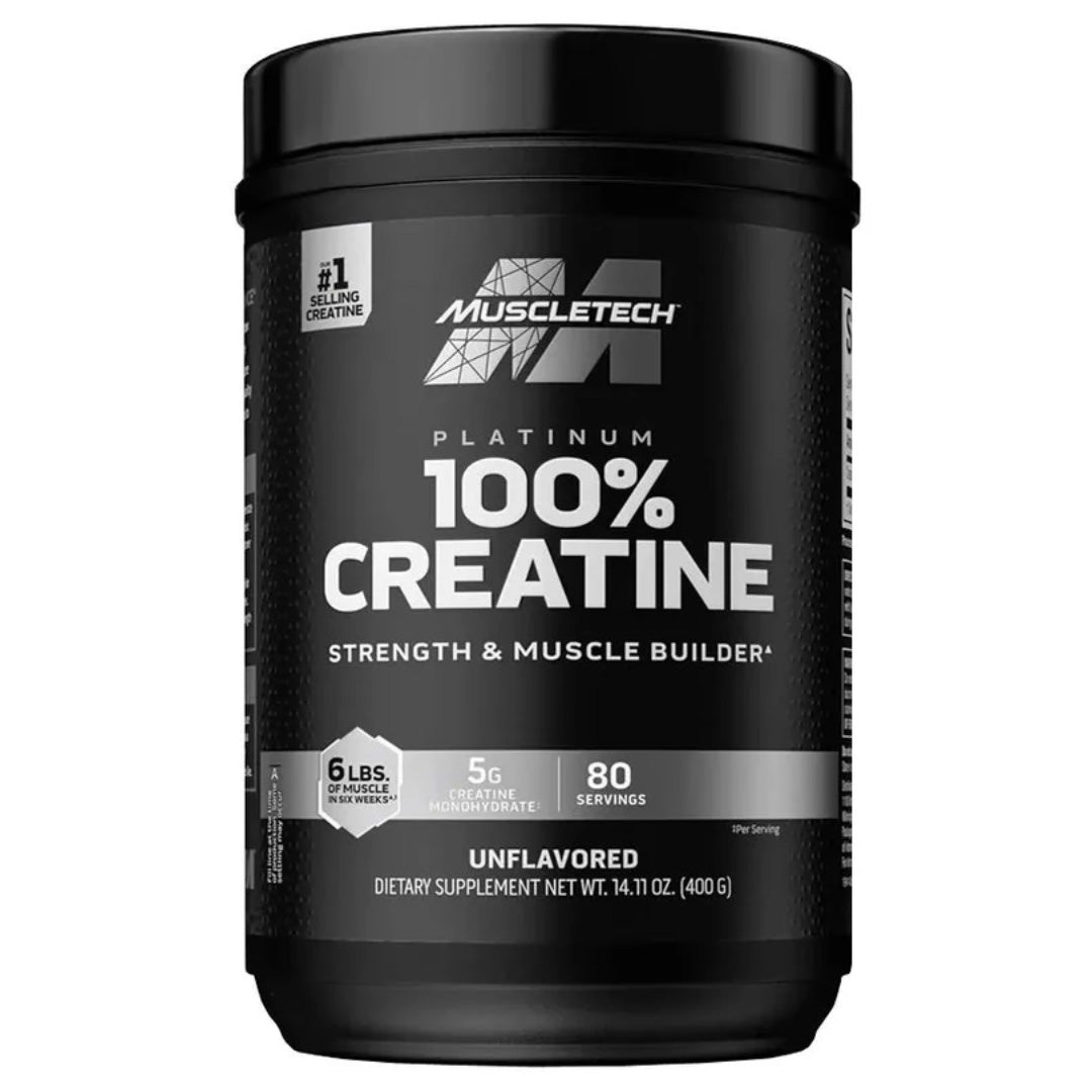 Envase de Creatina MuscleTech Platinum 400g, 80 porciones