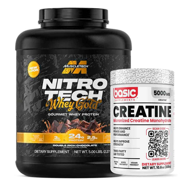 Pack Aumento Muscular: Nitro Tech Gold + Creatina Basic | Fuerza y Recuperación
