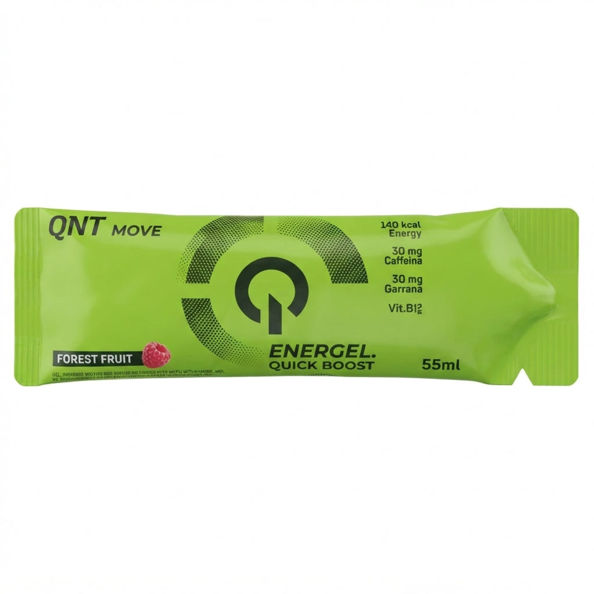 Gel Energético Energel QNT 55 ml sabor Lemon Lime - 35 g de carbohidratos, 30 mg de cafeína y guaraná - vista frontal del sobre