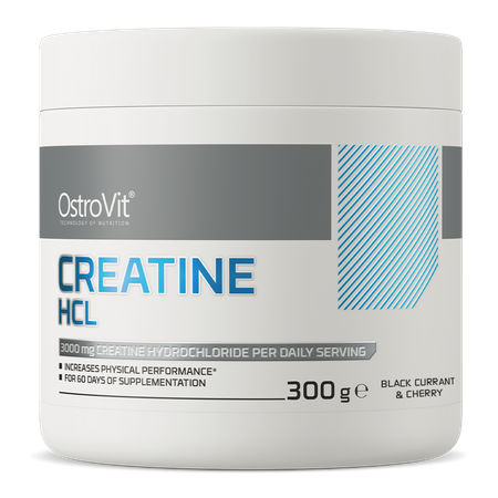 OstroVit Creatina HCL 300 g Black Currant & Cherry – 3000 mg por Porción, 60 Servicios, Alta Solubilidad