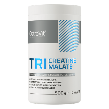OstroVit Creatina Malato 500 g Orange – Tri-Creatina Malato para Fuerza y Resistencia Muscular
