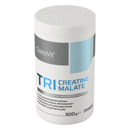 OstroVit Creatina Malato 500 g Orange – Tri-Creatina Malato para Fuerza y Resistencia Muscular