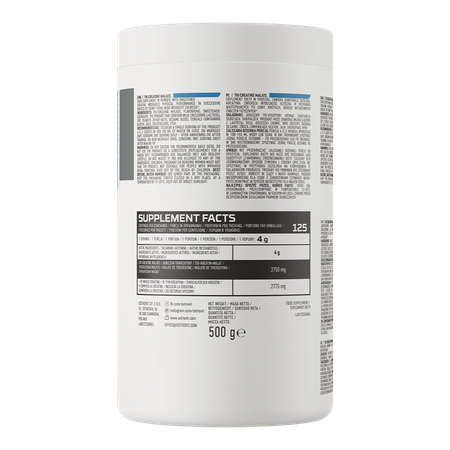OstroVit Creatina Malato 500 g Orange – Tri-Creatina Malato para Fuerza y Resistencia Muscular