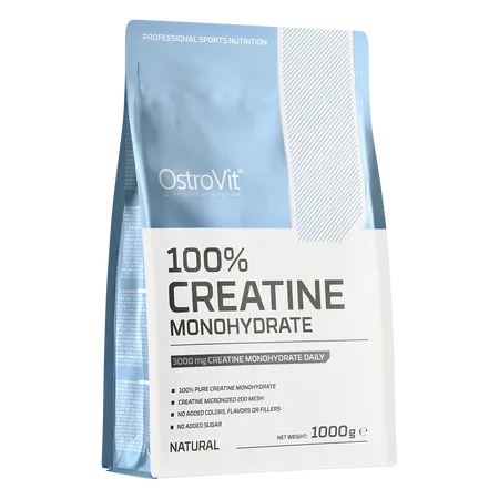 OstroVit Creatina Monohidratada 1 kg Sin Sabor – Formato Ahorro, +200 Porciones de 5 g