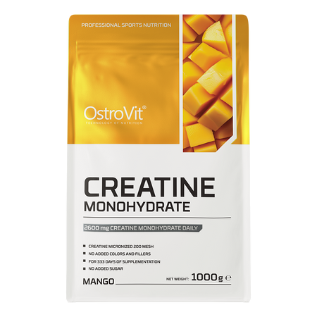 OstroVit Creatina Monohidratada 1 kg Mango – Formato Ahorro con +200 Servicios de 5 g