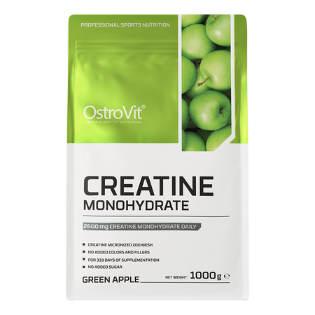 OstroVit Creatina Monohidratada 1 kg Green Apple – Formato Ahorro con +200 Servicios de 5 g