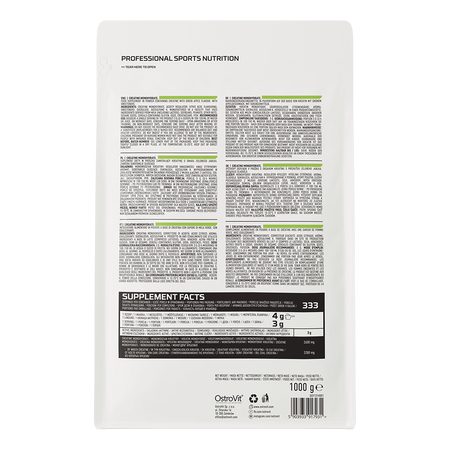 OstroVit Creatina Monohidratada 1 kg Green Apple – Formato Ahorro con +200 Servicios de 5 g