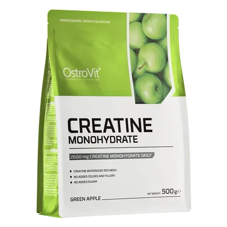 OstroVit Creatina Monohidratada 500 g Green Apple – Calidad Europea para Fuerza y Rendimiento