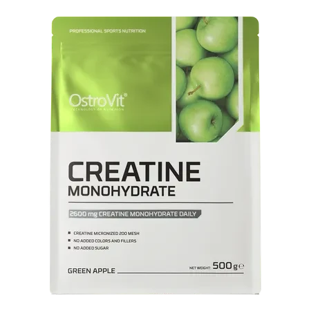 OstroVit Creatina Monohidratada 500 g Green Apple – Calidad Europea para Fuerza y Rendimiento