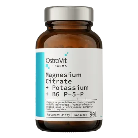 OstroVit Pharma Citrato Magnesio + Potasio + B6 P-5-P 90 Caps – Electrolitos para Rendimiento y Recuperación Muscular