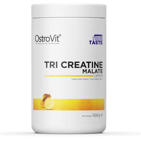 OstroVit Creatina Malato 500 g Lemon – Tri-Creatina Malato para Fuerza y Resistencia Muscular