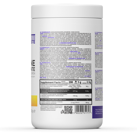 OstroVit Creatina Malato 500 g Lemon – Tri-Creatina Malato para Fuerza y Resistencia Muscular