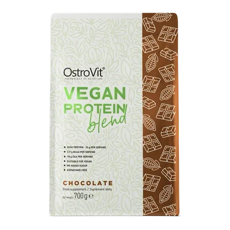 OstroVit Vegan Protein Blend 700 g Chocolate – Proteína 100% Vegetal Multi-Fuente para Músculo Plant-Based
