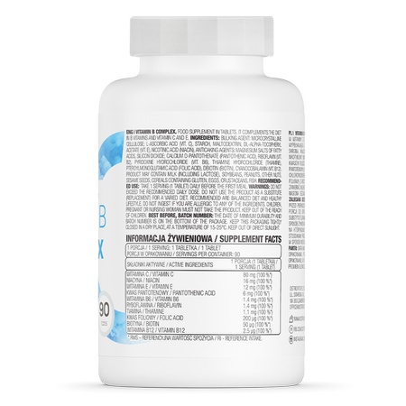 OstroVit Vitamina B Complex 90 Tabs – Complejo Vitamínico B para Energía, Metabolismo y Sistema Nervioso