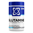 Glutamina Micronizada de USN — L-glutamina pura en polvo, 5 g por porción, sin sabor, 60 porciones — envase azul