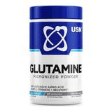 Glutamina Micronizada de USN — L-glutamina pura en polvo, 5 g por porción, sin sabor, 60 porciones — envase azul