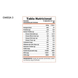 Tabla de información nutricional del Omega 3 Fish Oil Winkler Nutrition (180 cápsulas). Detalla 3000mg aceite de pescado, 630mg EPA, 400mg DHA por porción