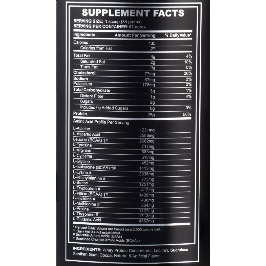 informacion nutricional 100% Whey Performance (5 lb) kiffer