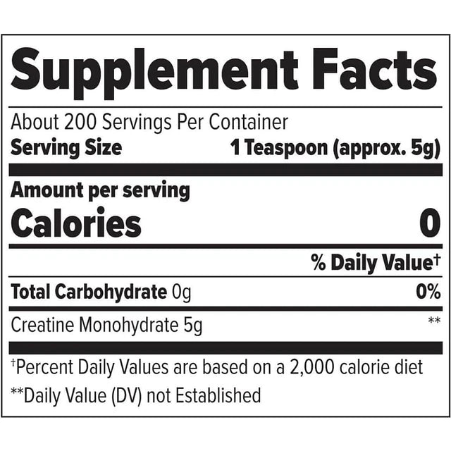 Información Nutricional Creatina finaflex (1 kg)