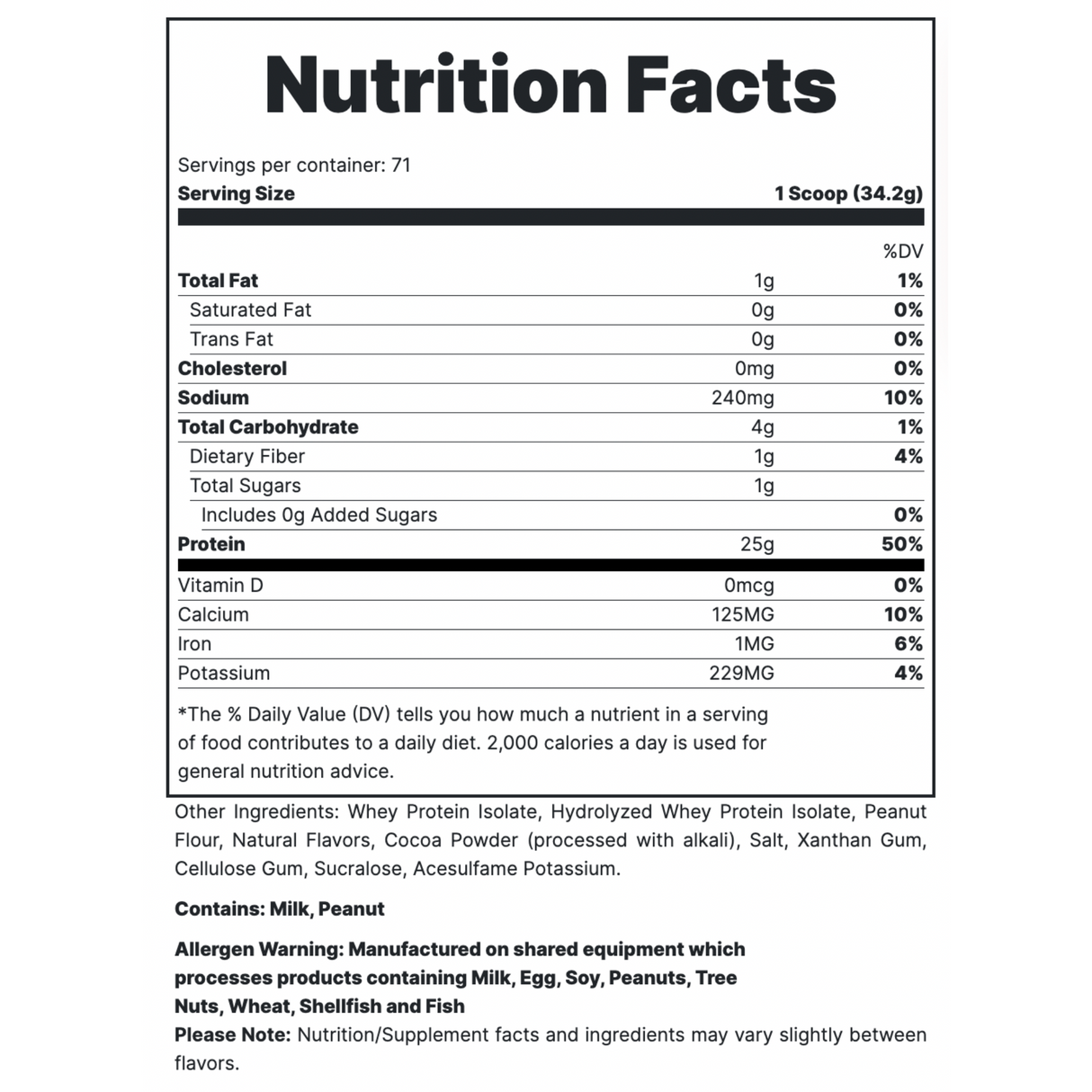 informacion nutricional isotope tabla 