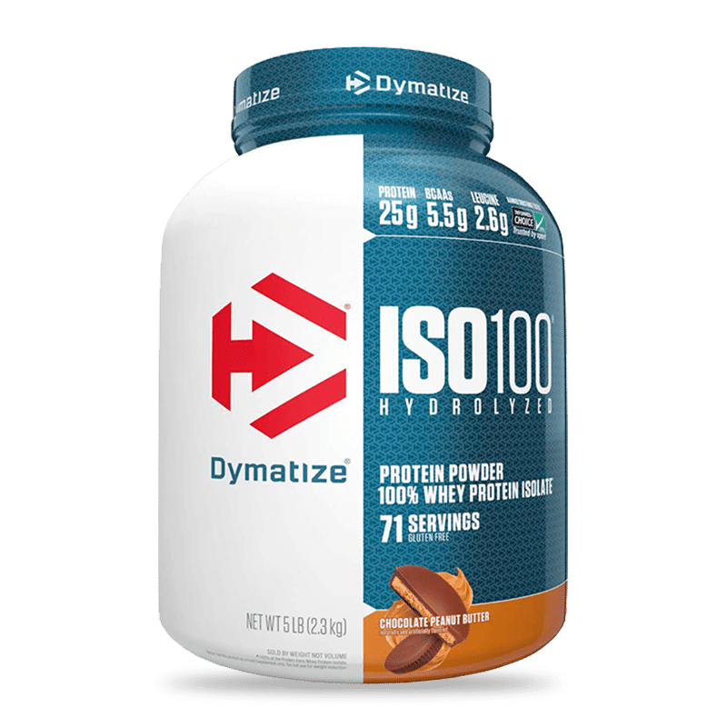 Dymatize ISO 100 5 lb Chocolate Peanut Butter – Proteína Hidrolizada 100%, Sin Lactosa, 76 Porciones Premium