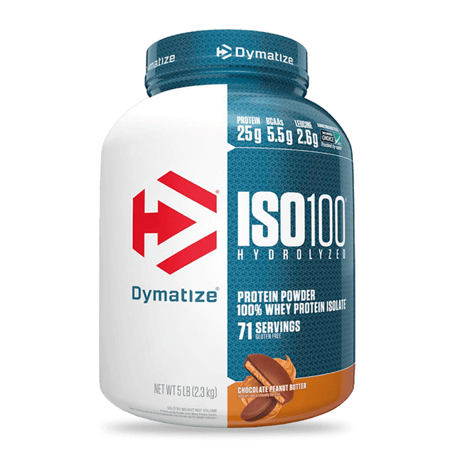 Dymatize ISO 100 5 lb Chocolate Peanut Butter – Proteína Hidrolizada 100%, Sin Lactosa, 76 Porciones Premium